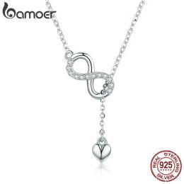 Necklaces BAMOER Hot Sale 100% 925 Sterling Silver Infinity Forever Love Chain Pendant Necklaces for Women Sterling Silver Jewellery SCN223