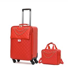 Luggage Vescovo Spinner Leather 20"24" Luxury Travel Suitcase On Wheel Large Trolley Luggage For Women