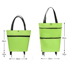 Adjustable Supermarket Tug Bag with Wheeled Shopping Trolley Bag Installation Oxford Folding Waterproof High-Capacity grocery Bag Household Supplies