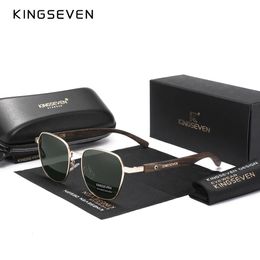 KINGSEVEN Quality Upgrade Ebony wood Sunglasses Men Polarized UV400 Protection Wooden Retro Eyewear Women Outdoor Sports 240409