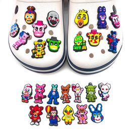 24colors halloween game bear Anime charms wholesale childhood memories game funny gift cartoon charms shoe accessories pvc decoration buckle soft rubber clog
