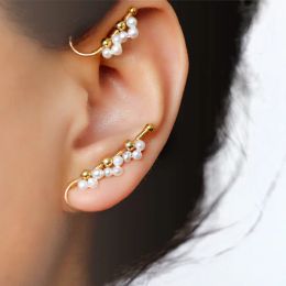 Earrings Pearls Clip Earring 14K Gold Filled Ear Climber Ear Cuff Boho Jewelry Handmade Natural Pearl Earring Oorbellen Women Earring