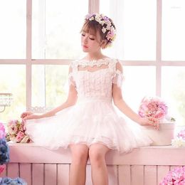 Party Dresses Princess Sweet Lolita Dress Candy Rain Summer Japanese Style Dew Shoulder Flowers Net Yarn Chiffon C15AB5780