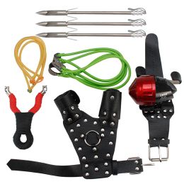 Accessories Powerful Outdoor Hunting Artifact Slingshot Wristband Fishing Reel Set Shooting Competitive Catch Fish Catapult with Rubber Band