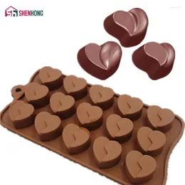 Baking Moulds SHENHONG Heart Chocolates Mould 3D Non-stick Silicone Cake Mould Art Mousse Moule Silikonowe Pastry Muffin Brownie