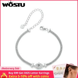 Bracelets WOSTU 0.5CT Sparkling Moissanite Simple Knitted Mesh Bracelets Women 925 Silver Lab Diamond moissanite Wrist Wedding Gift New
