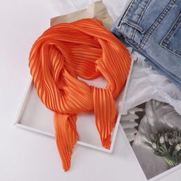 Scarves Women Square Scarf Luxury Design Silk Ribbon Soft Satin Female Headband Bag Neck Ties Headscarf Crinkled Bandana Hair Tie