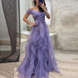 Casual Dresses A-line Evening For Women Backless Mesh Prom Dress Elegant Party Long Off Shoulder Lace Up