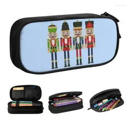 Cosmetic Bags Kawaii Nutcracker Christmas Gift Pencil Case For Boys Gilrs Custom Nutcrackers Toy Soldier Large Capacity Pen Bag Box