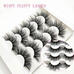 False Eyelashes SKONHED 5 Pairs 3D Faux Mink 15-20mm Wispy Fluffy Lashes Extension Handmade Makeup Tools