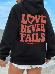 Women's Hoodies Casual Love Never Fails Printed Harajuku Soft Sweatshirts Fashion Warm Autumn Fleece Women Sportswear Hooded