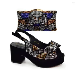 Dress Shoes Doershow Arrival African Wedding And Bag Set SILVER Italian With Matching Bags Nigerian Lady Party! HDS1-10