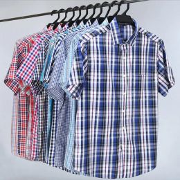 Shirts 100% Baumwolle 5xl 6xl 7xl 8xl 12xl Herren Plus -Size -Shirts Mode Casual Classic Style Komfortable Plaid Short Sleeve Shirt Männlich
