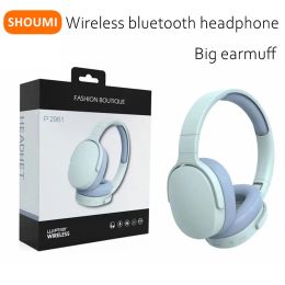 Earphones Shoumi Wireless Headphones Big Earphone Bass Bluetooth Headset Phones Stereo Helmet with Mic Bt5.0 for Children Music Gift 2023