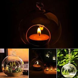 Hanging Glass Terrarium Globe Tea Light Candle Holder Succulents Vase Hanger for Home Wedding Party Indoor Outdoor Decor