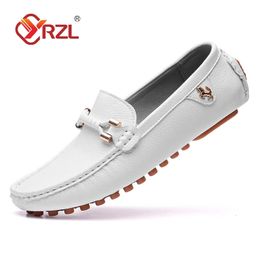 YRZL White Loafers for Men Size 48 Slip on Shoes Driving Flats Casual Moccasins Comfy Male 240420