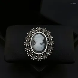 Brooches 1920 Magnetic Vintage Court Style Beauty Head Brooch Exquisite High-End Fashion Corsage Luxury Elegant Accessories Women Jewellery