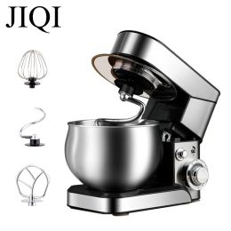 Mixers JIQI 1200W Electric Stand Food Mixer Stainless Steel Chef Machine 5L Bowl Cream Blender Knead Dough Cake Bread Whisk Egg Beater
