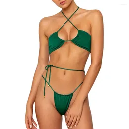 Women's Swimwear Sommer Swim Wear Women Swimsuit Micro Solid Bikini Green Bathing Suit 2024