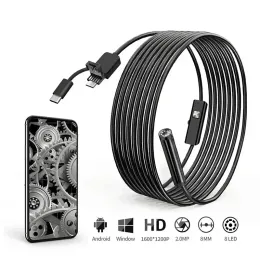 Cameras 8mm 1200P HD Endoscope Camera IP67 Waterproof Borescope Scope Camera With 8 LED for Cars Support Android USB Type C