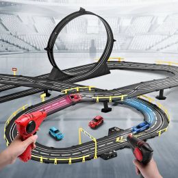 Cars Children's Electric Railcar Double Remote Control Racing Track 1/43 RC Racing Car Model 18.1m Super Long Track Boys Toy Gift