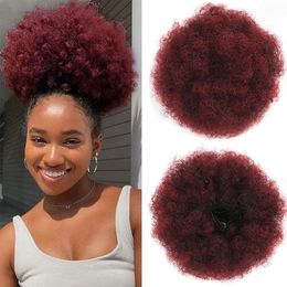 Hot style Afro puff Short Ponytail Kinky Curly Buns cheap hair Chignon hairpiece clip 8inch for black women