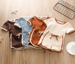 Kids Casual Sport Clothing Sets Baby Striped Clothing Sets Summer Short Sleeve Top Shorts 2pcsset Infant Shortt Home Pyjama Set5966375