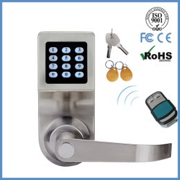 Control LACHCO Hide Key Digital Keypad Door Lock Remote Control+Password+Card+Key Spring Bolt Smart Electronic Lock L16086BSRM