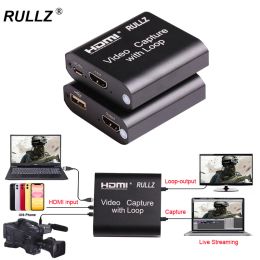 Lens Rullz Loop out Audio Video Capture Device HDMI Capture Card 4K 1080P USB 2.0 Game Grabber Live Streaming Box for PS4 DVD Camera