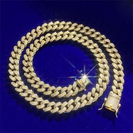 Hiphop Design Cz Diamond Iced Cuban Link Chain Bracelet Necklace Cuban Link Chain 10mm 14k White Gold Plated Necklace