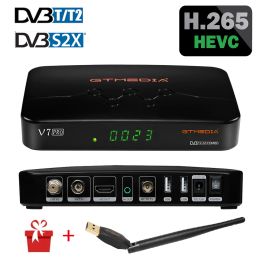 Receivers GTMEDIA V7 Pro Terrestrial Receiver Satellite TV Receiver FHD DVBS2 T2 Combo H.265 Main 10 CCAM CA Card stock in italy spain