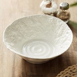 Bowls 10 Inch White Grain Soup Bowl Noodle Large Salad Creative Ceramic Ramen Featured El Restaurant Tableware