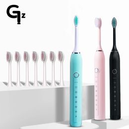 Heads GeZhou Sonic Electric Toothbrush N105 set USB Charge Toothbrushes case for Adult with tooth brush Heads 5 Mode Smart Time