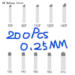 Machines 200pcs Disposable Flex 0.25mm 7/9/11/12/14 pin Microblading Needles 18 U shape Tattoo Needle for Manual Embroidery Eyebrow Pen