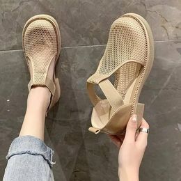 Dress Shoes 2024Closed Toe Sandals Black For Women Summer Breathable Beige Medium Fashion Flat Comfort Girls Outside Buckle