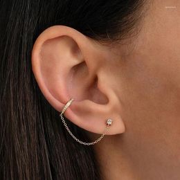 Backs Earrings Aide 1PCS 925 Sterling Silver Single Row Diamond Ear Clip Tassel For Women Small Gold Colour Orecchini