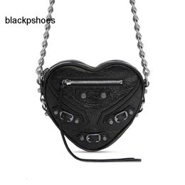 Balencig Le Cagole Bag bag Designer Mini Womens Le Cagole Leather Heart Agedsilver Hardware Chain Strap Shoulder Zipped Closure Front Pocket With Knotted Puller Wal