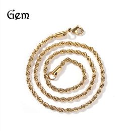 Necklace Boy Hip Hop Versatile Stainless Steel Gold Fried Dough Twists Small Twist Rope Chain Jewellery