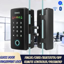 Control Smart Door Lock WIFI Remote Unlock Temporary Password Fingerprint Magnetic Card Password Key Remote Smart Glass Safe Door Lock