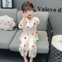 Clothing Sets Girls' 3/4 Sleeves Shirt Pants Two Pieces Spring Summer Pyjamas Suits Sweet Baby Elastic Thin Children's Home Daily Clothes