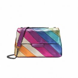 new Fi Design Eagle Head Summer Mini Women Handbag Jointing Colourful Designer Rainbow Bag Patchwork Shoulder Bag 19 H4b0#