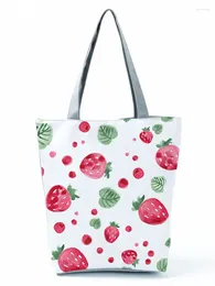 Shoulder Bags Fruit Printed Handbag For Women Strawberry Simple Fashion Women's Casual Tote Outdoor High Capacity Portable Bag Ladies