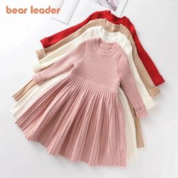 Girl Dresses Bear Leader Long Sleeve Sweater Dress Girls Princess Baby Clothes Sweet Tutu Party Christmas Little