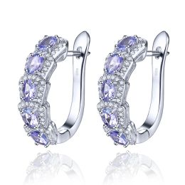 Earrings Natural Tanzanite Sterling Silver Clip Earring 2.4 Carats Faced Cutting Women's Classic Romantic Fine Jewellery S925 Anniversary