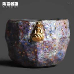 Tea Cups -mined Coloured Sandstone Ceramic Teacup With 24K Painted Gold Details Buddha Master Cup A Hint Of Dunhuang Inspiration