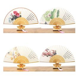Festa pieghevole Vintage Silk Fan Silk Retro Chinese giapponese Bamboo piega nappa da ballo da ballo Fan Decorazione per casa Decorazione Ornamento Regali artigianali S