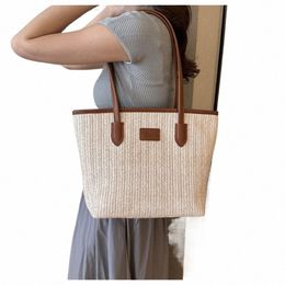 fi Weave Tote Bag Sweet Large Capacity Simple Bohemian Shoulder Bag Shop Bag Handbag Summer Beach Straw Handbag Summer 62BI#