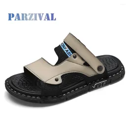 Sandals PARZIVAL Men Beach Leather Garden Shoes Designer Outdoor Slippers Sneakers Driving Water Slip On