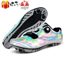 Footwear Laser silver Cycling MTB Shoes Men with Clits Route SPD Road Dirt Bike Speed Flat Sneaker Women Cleat Bicycle Mountain Footwear