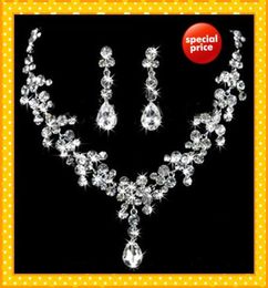 Glitter Two Pieces 2022 Wedding Bridal Jewellery 1 Set Bride Necklace Earring Water Stylish prom Evening formal Accessories Crystals9204702